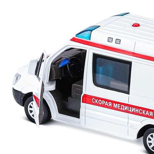 ТМ "Автопанорама" Машинка металлическая 1:32 Mercedes Sprinter "Скорая помощь", белый, откр. передние, боковая и задние двери, свет, звук, инерция, в/к 17,5*13,5*9 см в Джамбо Тойз #15