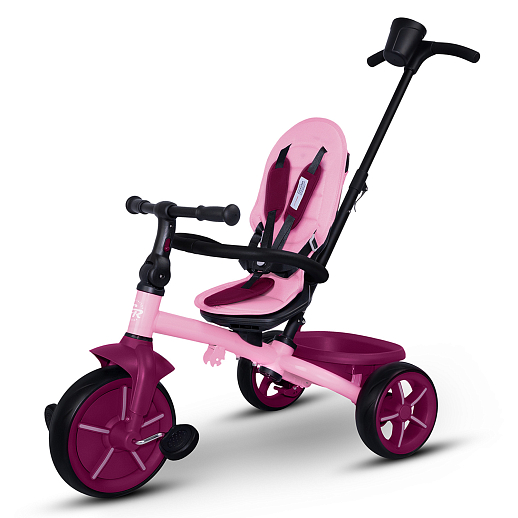 Детский трехколесный велосипед "CITYRIDE XTERRA". Рама сталь, сиденье съемное, складная крыша D600, подножки, колеса 11/9 EVA, корзина, подстаканник, розовый в Джамбо Тойз #3