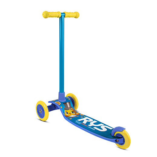 Трехколесный самокат  Материал: полипропилен + сталь, Размер изделия: 60x27x63см,Размер деки: 12,5 см Переднее колесо: 120x23 мм из пвх, заднее колесо: 97x23 мм из пвх Подшипник: ABEC-7 Максимальная нагрузка: 50 кг, синий в Джамбо Тойз #3