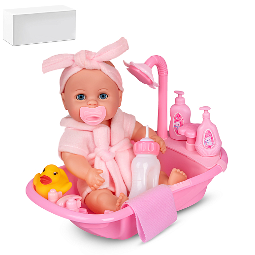 ТМ "Amore Bello" Пупс 28 см, в ванне с аксессуарами: роз. сантех, в/к в Джамбо Тойз