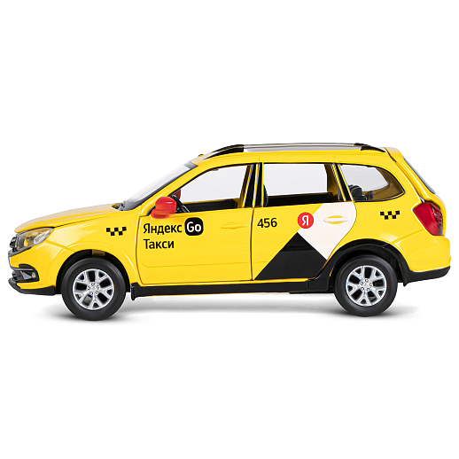 Машинка металлическая Яндекс Go, инерционная, коллекционная модель 1:24 LADA GRANTA CROSS, цвет желтый, открываются 4 двери, капот, багажник, свет, звук, в/к 24,5*12,5*10,5 см в Джамбо Тойз #8