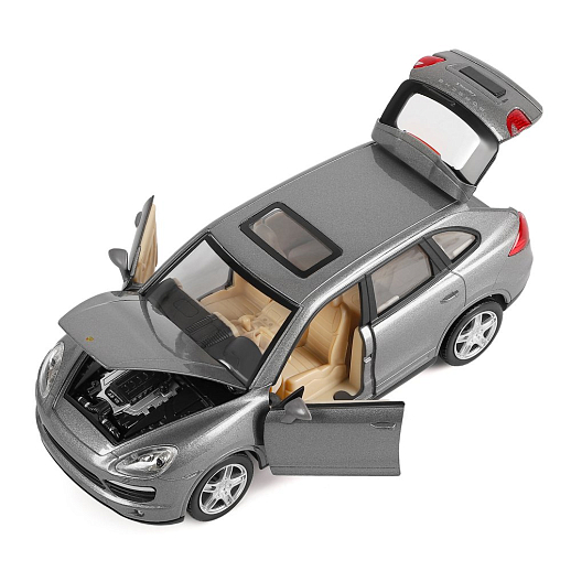 ТМ "Автопанорама" Машинка металлическая 1:24 Porsche Cayenne S, серый, откр. двери, капот и багажник, свет, звук, свободный ход колес, в/к 24,5*12,5*10,5 см в Джамбо Тойз #15