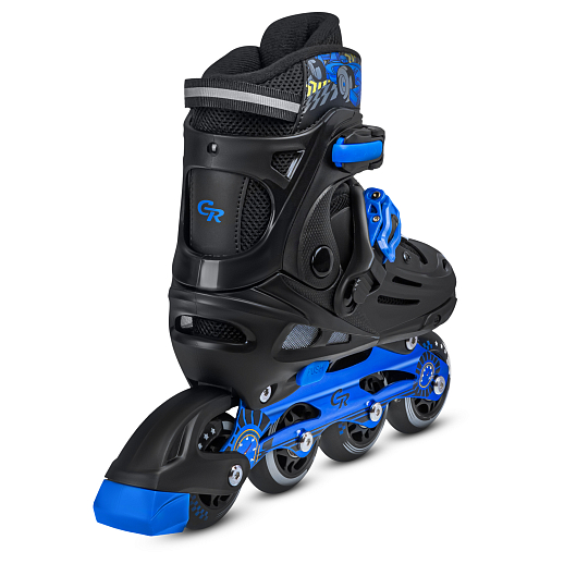 Роликовые коньки CITYRIDE, PU колеса, алюминиевая рама, переднее колесо со светом, подшипники ABEC 7, пластиковый мысок, чёрный-синий, в/к 5сл гофорокартон в Джамбо Тойз #12