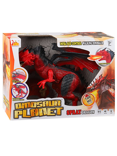 Р/У Дракон  со светом, звуком и паром, шагает, трясет головой, эластичный материал на шее, цвет красный, в/к 40,5*13*30,5 см в Джамбо Тойз #3