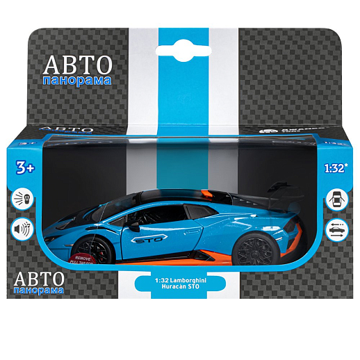ТМ "Автопанорама" Машинка металл. 1:32 Lamborghini STO, голубой, инерция, откр. двери, в/к 17,5*12,5*6,5 см в Джамбо Тойз #23
