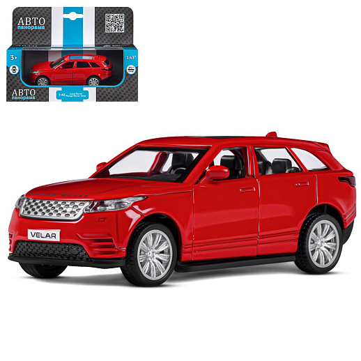 ТМ "Автопанорама" Машинка металлическая 1:42 Land Rover Range Rover Velar, красный, откр. двери, инерция, в/к 17,5*12,5*6,5 см в Джамбо Тойз