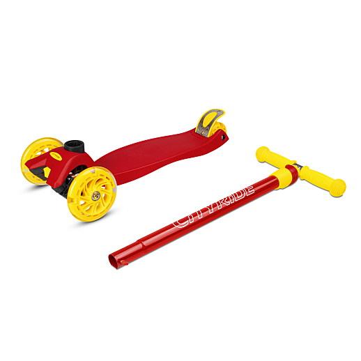 Самокат трехколесный CityRide, пакет, Дека: PP+нейлон, колеса PU 120/76 свет, руль  металл телеск., цвет красный в Джамбо Тойз #2