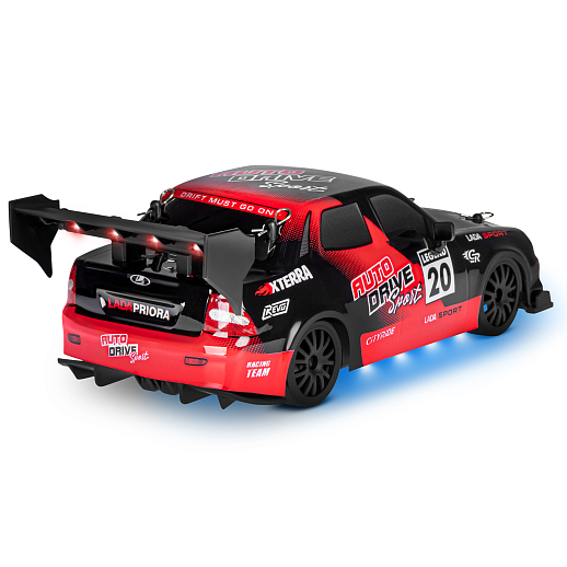 AUTODRIVE Р/У Машина для дрифта LADA Priora,1:24,2.4GHz,4WD,свет,с аккум, цвет черный, в/к 28*8*22,5см в Джамбо Тойз #9
