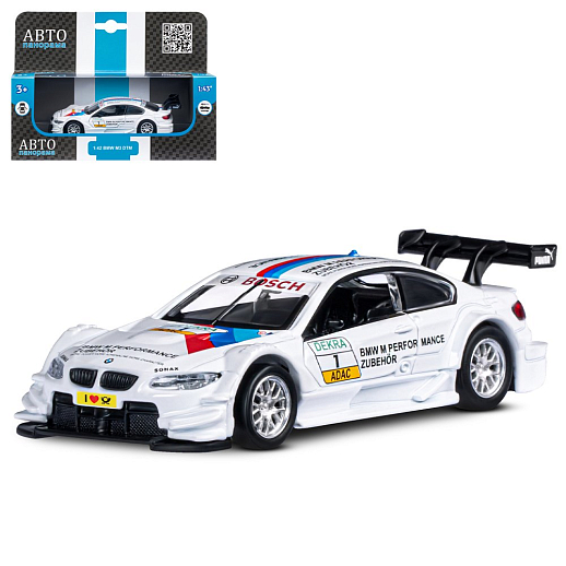 ТМ "Автопанорама" Машинка металлическая 1:42 BMW M3 DTM, белый, откр. двери, инерция, в/к 17,5*12,5*6,5 см в Джамбо Тойз