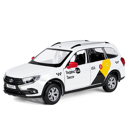 Машинка металлическая Яндекс Go, инерционная, коллекционная модель 1:24 LADA GRANTA CROSS, цвет белый, открываются 4 двери, капот, багажник, свет, звук, в/к 24,5*12,5*10,5 см в Джамбо Тойз #2
