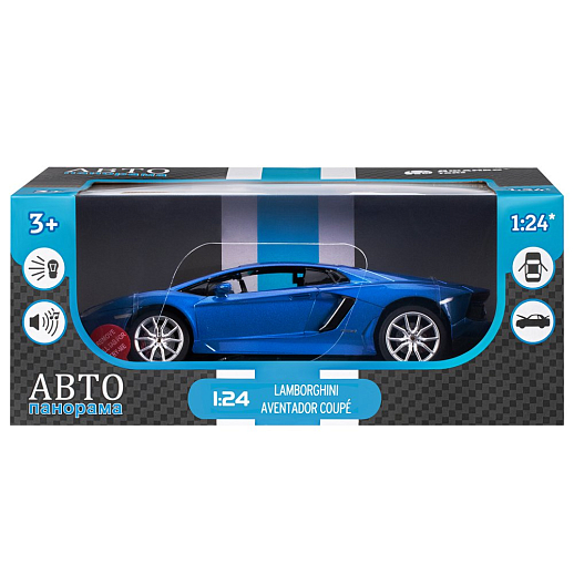 ТМ "Автопанорама" Машинка металлическая, 1:24 Lamborghini Aventador Coupe, синий, откр. двери и капот, свет, звук, свободный ход колес, в/к 24,5*12,5*10,5 см в Джамбо Тойз #21