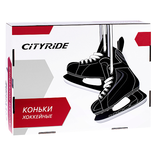 Хоккейные коньки CITYRIDE, чёрный/красный, лезвия нержавеющая сталь, материал ботинка нейлон и ПВХ кожа, в/к 5 сл. гофрокартон в Джамбо Тойз #2