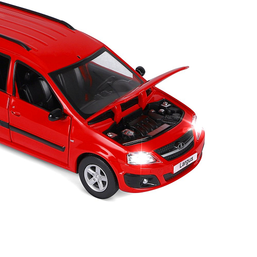 Машинка металлическая Автопанорама, инерционная, коллекционная модель LADA LARGUS, масштаб 1:24, свет, звук, открываются 4 двери, капот, багажник, красный, в/к 24,5*12,5*10,5 см в Джамбо Тойз #16