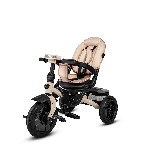 Детский трехколесный велосипед "CITYRIDE LUNAR 2.0". Пятиугольная рама, сиденье 360, складная крыша D600, подножки, надув.колеса 12/10, багажник, сумочка, фара. Цвет бежевый в Джамбо Тойз #3