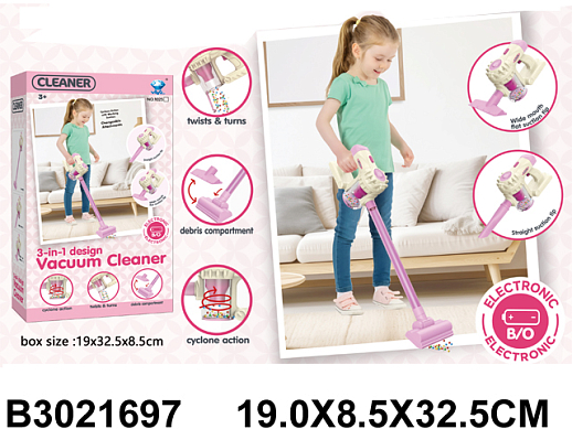 Бытовая техника "Пылесос 3в1" вертикальный,  на бат., с насадками, розовый, в/к 19х8,5х32,5 см, в Джамбо Тойз #2