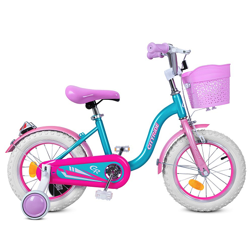 Велосипед двухколёсный CITYRIDE, модель CR-B2-09F7, рама сталь, колеса алюминий 14", пластиковая корзина, цвет голубой-розовый в Джамбо Тойз #2