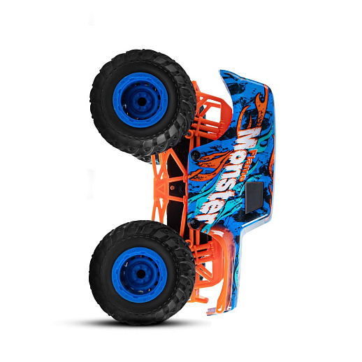 Р/у Монстр-трак, перевертыш, 1:16, 4WD, 3D подсветка корпуса, гироскоп: может ездить на двух колесах, звук.эффекты, цвет голубой с оранжевым, с аккум., в/к 24*20*26 см в Джамбо Тойз #6