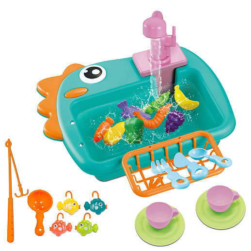 Игровой набор "Раковина с рыбалкой " зеленый, в компл. аксс., в/к в Джамбо Тойз