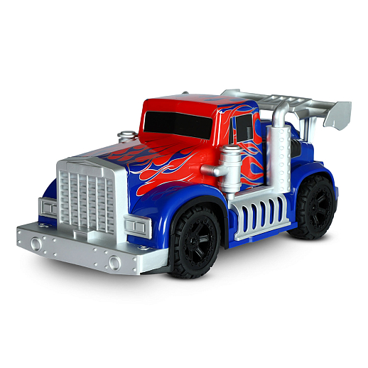 Р/У Грузовик-тягач с паром,подсветкой корпуса и пульта,аккум. в компл.,цвет синий с красн.,в/к 37,1*15*15см в Джамбо Тойз #4