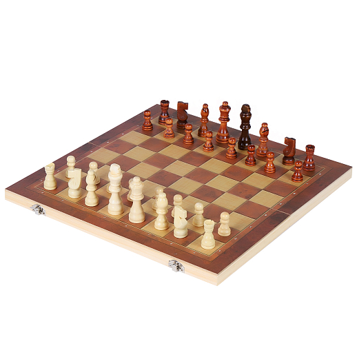 Настольная игра "3в1 - Шахматы, шашки, нарды", дерево, размер доски 39х39 см, в/к 39.7х20.3х4.5 см в Джамбо Тойз #5