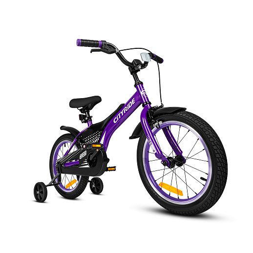 Детский велосипед "Cityride REVO", модель CR-B2-05, рама сталь, кожух цепи 100%, обода алюм. 16", втулки сталь, покрышки 2,125, страх. колеса, руль сталь. вынос сталь, задние ножные тормоза, передний клещевой, крылья пластик, отражатели пер/зад и на спицах, цвет фиолетовый в Джамбо Тойз #3
