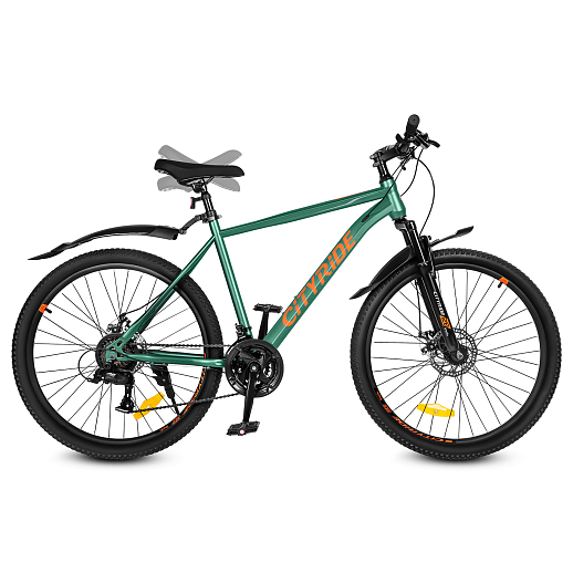 Велосипед двухколёсный CITYRIDE, модель CR-B2-SH01, рама сталь, размер колёс 26", двойные алюминиевые обода, 21 скорость, амортизационная вилка, цвет зеленый в Джамбо Тойз #5