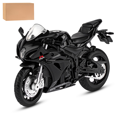 Игрушка для детей: Мотоцикл металлический 1:18 SUZUKI, цвет черный, свободный ход колес, артикул JB1251769 в Джамбо Тойз