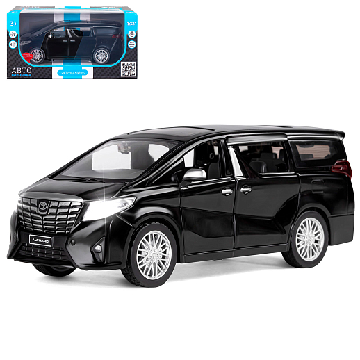 ТМ "Автопанорама" Машинка металлическая, 1:29, Toyota Alphard, черный, откр. передние и боковые двери, багажник, свет, звук, инерция, в/к 20*10*11 см в Джамбо Тойз