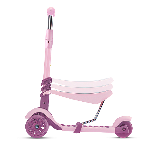 Трехколесный самокат-беговел CITYRIDE 3в1. в/к. Колеса PU 120/95, передние LED свет. Ручка - сталь, корзина, дека сиденье PP материал. Ручка управления. C корзиной в светлый розовый цвет. в Джамбо Тойз #2
