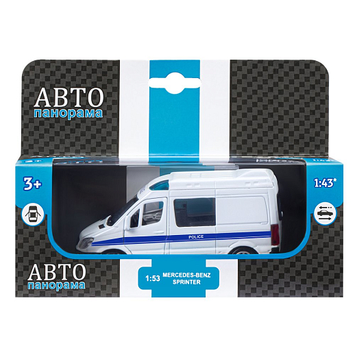 ТМ "Автопанорама" Машинка металлическая 1:53 Mercedes-Benz Sprinter, полиция, откр. двери, инерция, в/к 17,5*12,5*6,5 см в Джамбо Тойз #4