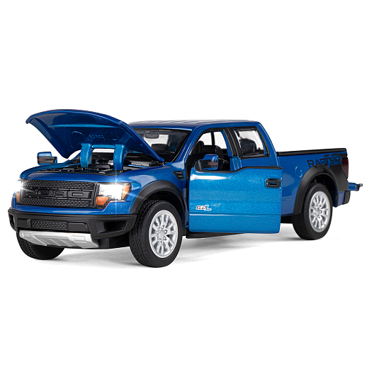 ТМ "Автопанорама" Машинка металлическая 1:34 Ford F-150 SVT Raptor,синий, свет, звук, откр. двери, капот и задняя дверка, инерция, в/к 20*10*11 см в Джамбо Тойз #5