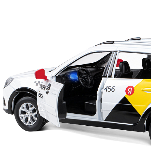 Машинка металлическая Яндекс Go, инерционная, коллекционная модель 1:24 LADA GRANTA CROSS, цвет белый, открываются 4 двери, капот, багажник, свет, звук, в/к 24,5*12,5*10,5 см в Джамбо Тойз #6