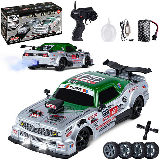 AUTODRIVE 1:16 2.4GHz Р/У Машина для дрифта с паром, 4WD, запасн.колеса 4шт., свет, с аккум, в/к 31*15*15см в Джамбо Тойз