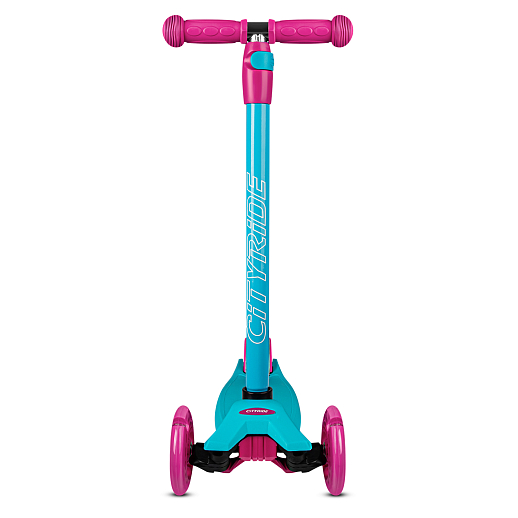 Самокат трехколесный CityRide, пакет, Дека: PP+нейлон, колеса PU 120/76 свет, руль  металл телеск., цвет светло-зеленый в Джамбо Тойз #5