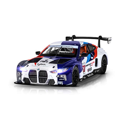 ТМ "Автопанорама" Машинка металлическая, 1:24 BMW M4 GT3, голубой, откр. двери и капот, свет, звук, свободный ход колес, в/к 24,5х12,5х10,5 см в Джамбо Тойз #7