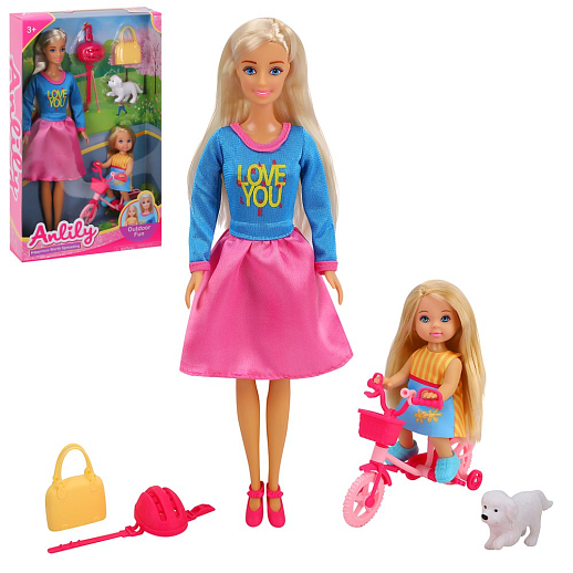Игровой набор "На прогулке", в комплекте две куклы, домашний питомец, аксессуары,  в/к 20*6*32 см в Джамбо Тойз