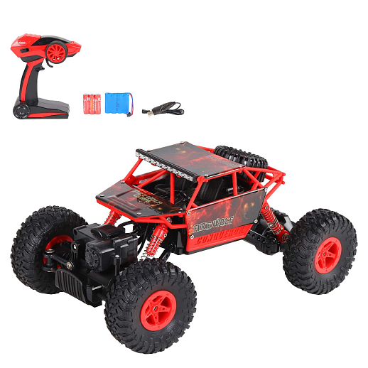 Машинка на радиоуправлении Краулер AUTODRIVE, 1:18, 2.4G, 4WD, с зарядкой, 5 каналов: вперед/назад, повороты, преодоление препятствий, цвет красный, в/к 32*18*23см в Джамбо Тойз #3