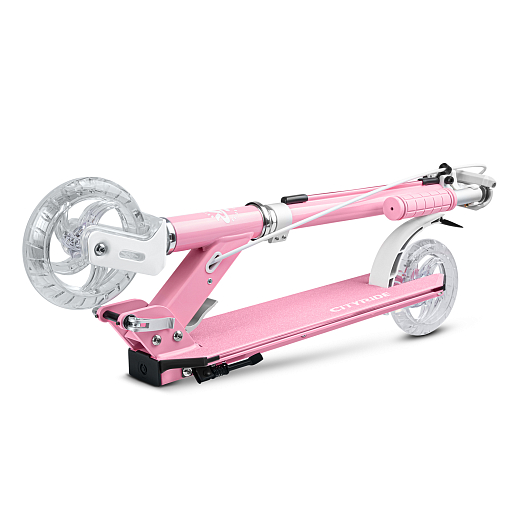 Самокат 2хколесныйМатериал：алюминиевый сплавРучка：TPR , ручной тормоз.Колеса：145X30mm PUПодшипники：ABEC-7. Размер деки ：50x12cm   Цвет: розовый в Джамбо Тойз #4