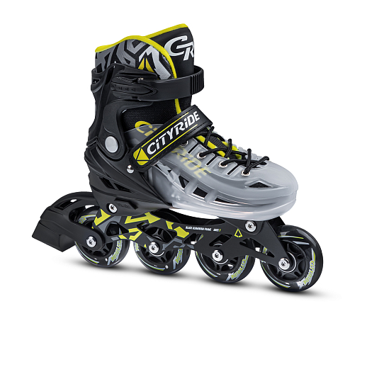 Роликовые коньки CITYRIDE, чёрный-белый полупрозрачный, PU колеса, переднее колесо со светом, подшипники ABEC 7, пластиковый мысок, в/к 5сл гофорокартон в Джамбо Тойз #8