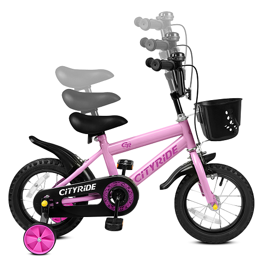 Велосипед двухколёсный CITYRIDE, модель CR-B2-07F51, колеса 12", рама сталь 0,75, колеса сталь, балансирные колеса, цвет розовый в Джамбо Тойз #9
