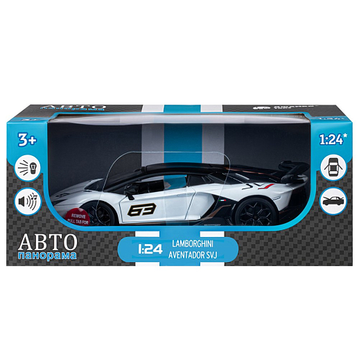 ТМ "Автопанорама" Машинка металлическая, 1:24, Lamborghini SVJ, белый, открываются двери, свободный ход колес, световые и звуковые эффекты, в/к 24,5х12,5х10,5 см в Джамбо Тойз #20