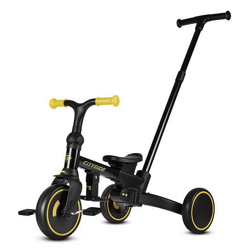 Детский трехколесный велосипед "CITYRIDE". Рама алюминий, может трансформироваться, подножки, колеса 8/7 EVA, капюшон, род. ручка,  персиковый в Джамбо Тойз #3