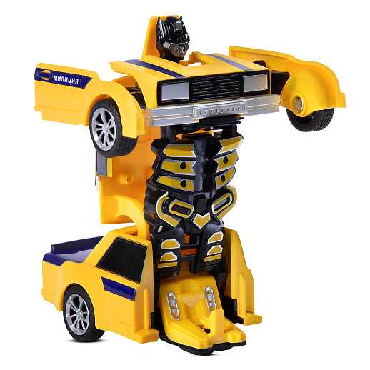 AUTODRIVE_LADA 2105_Милиция,машинка-робот фрикционная,13,5см,одной кнопкой трансформируется в робота,цвет желт.,в/к 13,5*6,5*5,5 см в Джамбо Тойз #4