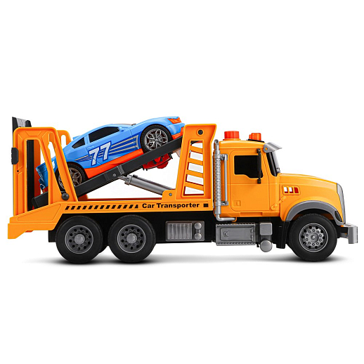 AUTODRIVE Фрикционный Автовоз с машинкой,помповый механизм,звук,свет,на бат.,в/к 41,5*14*21см в Джамбо Тойз #19
