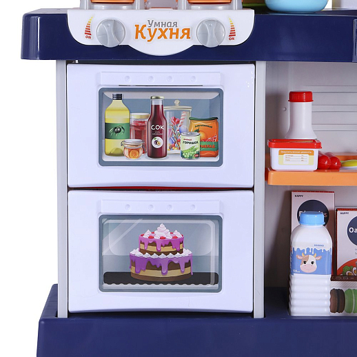 Игровой набор Amore Bello "Умная Кухня с пультом" кран с водой, плита с паром, еда меняет цвет, сенсорный дисплей, свет, звук, цвет синий, в/к 53х15х47 см в Джамбо Тойз #9