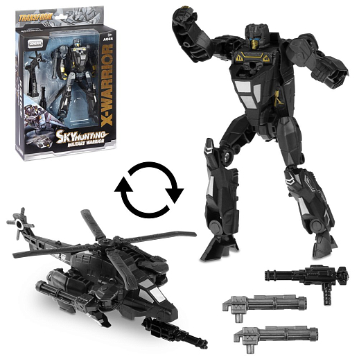 Трансформер-вертолет, с оружием, цвет темно-серый, в/к 17,2*6*22,3см в Джамбо Тойз