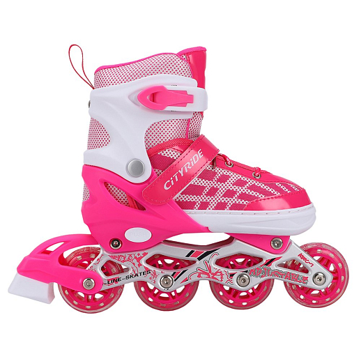 "CITY-RIDE" Комплект (ролики, защита, шлем, конусы 5 шт), переднее колесо со светом, S размер (29-33), ABEC 7, цвет розов в н/сумке в Джамбо Тойз #5