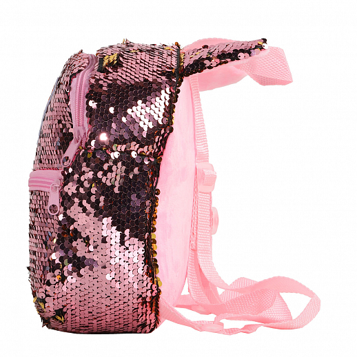 Рюкзачок детский для девочек с пайетками "Единорог", розово-золотого цвета, 23*22*4 см в Джамбо Тойз #3