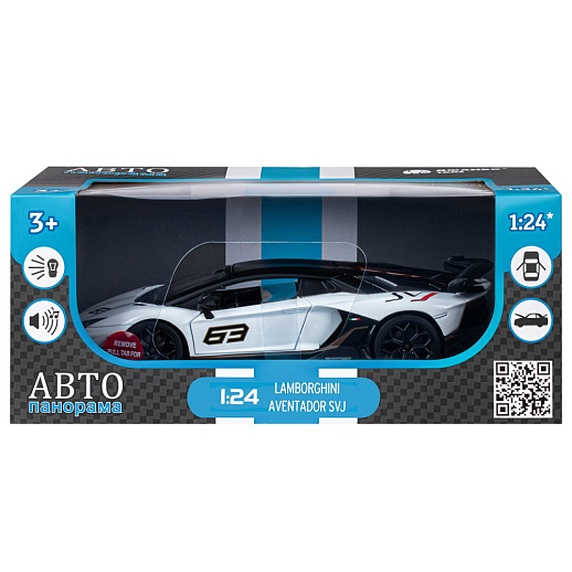 ТМ "Автопанорама" Машинка металлическая, 1:24, Lamborghini SVJ, белый, открываются двери, свободный ход колес, световые и звуковые эффекты, в/к 24,5х12,5х10,5 см в Джамбо Тойз #3