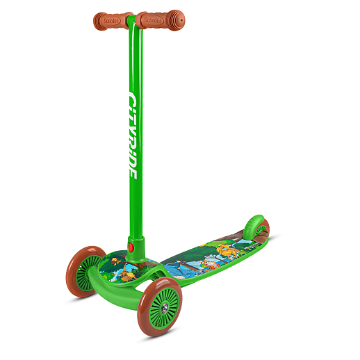 Трехколесный самокат  Материал: полипропилен + сталь, Размер изделия: 60x27x63см,Размер деки: 12,5 см Переднее колесо: 120x23 мм из пвх, заднее колесо: 97x23 мм из пвх Подшипник: ABEC-7 Максимальная нагрузка: 50 кг, зеленый в Джамбо Тойз #2